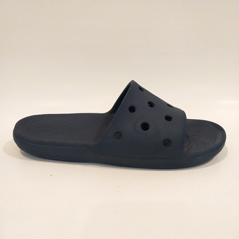 Crocs Slides Sandals Mens 8 Womens 10 NAVY Blue 206121-410 Waterproof Vegan